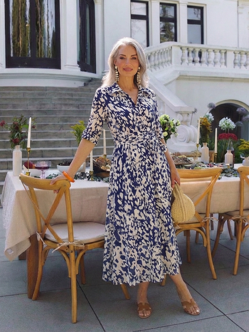 Oriana | Rochie midi cu mâneci lungi și curea