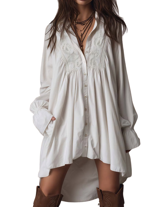 Rochie Mini din Dantelă cu Croială Asimetrică și Mâneci Lungi