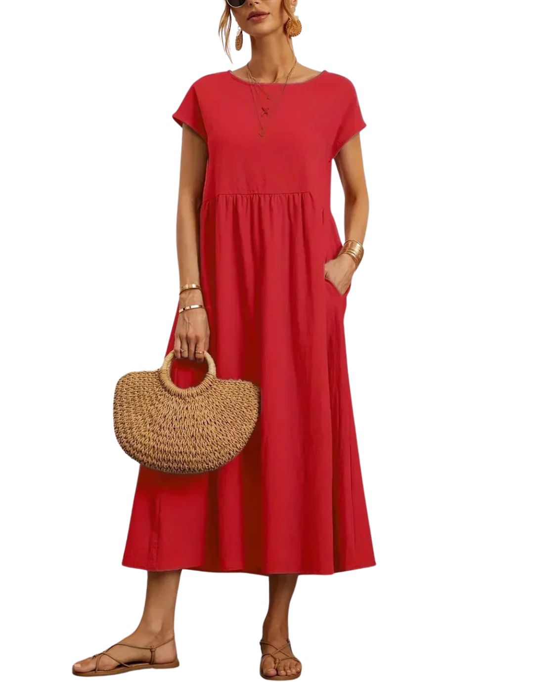 Rochie Maxi Lejeră cu Buzunare și Design Fluid