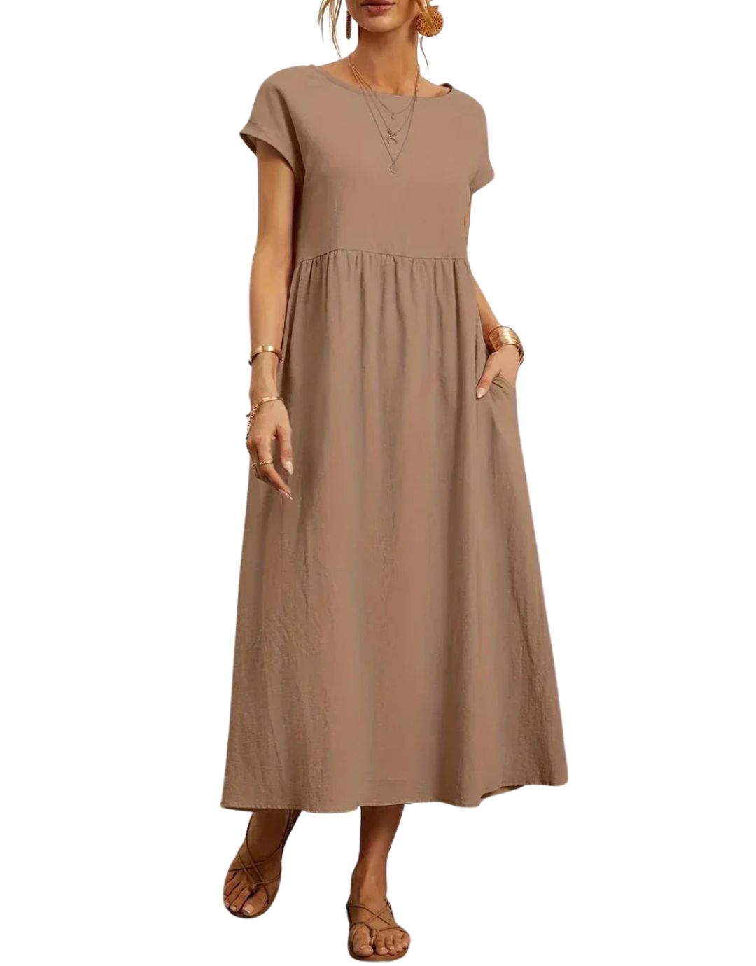 Rochie Maxi Lejeră cu Buzunare și Design Fluid