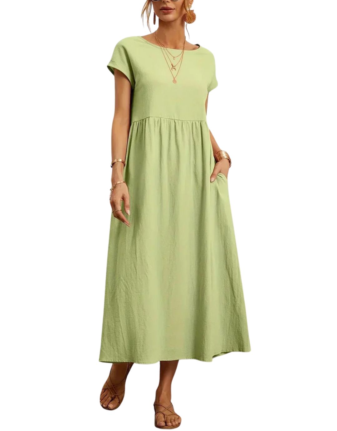 Rochie Maxi Lejeră cu Buzunare și Design Fluid