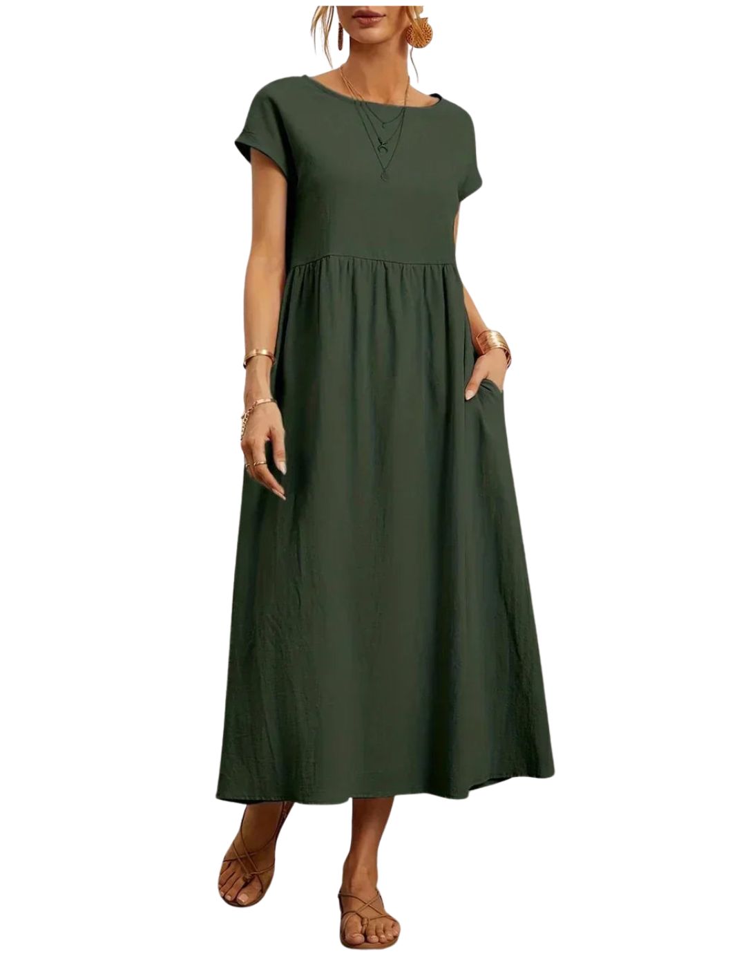 Rochie Maxi Lejeră cu Buzunare și Design Fluid