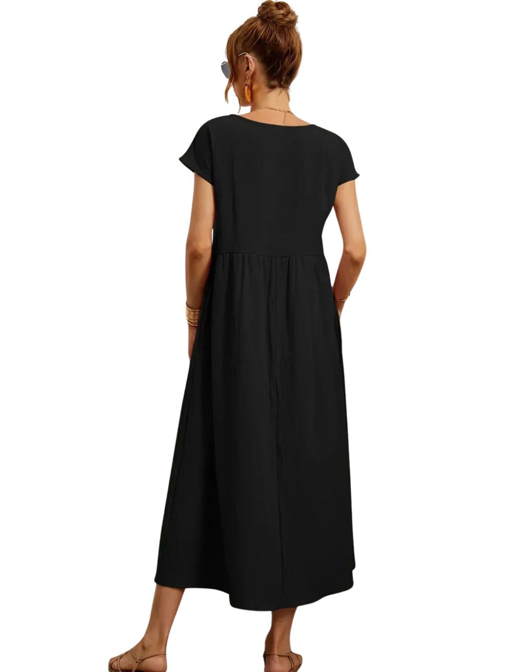 Rochie Maxi Lejeră cu Buzunare și Design Fluid