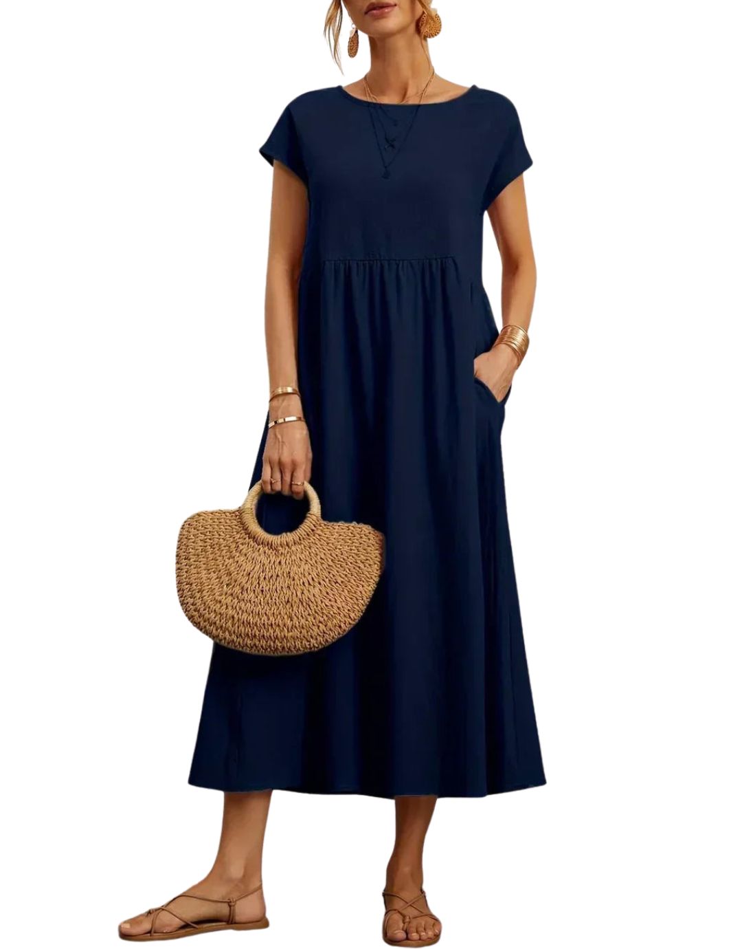 Rochie Maxi Lejeră cu Buzunare și Design Fluid