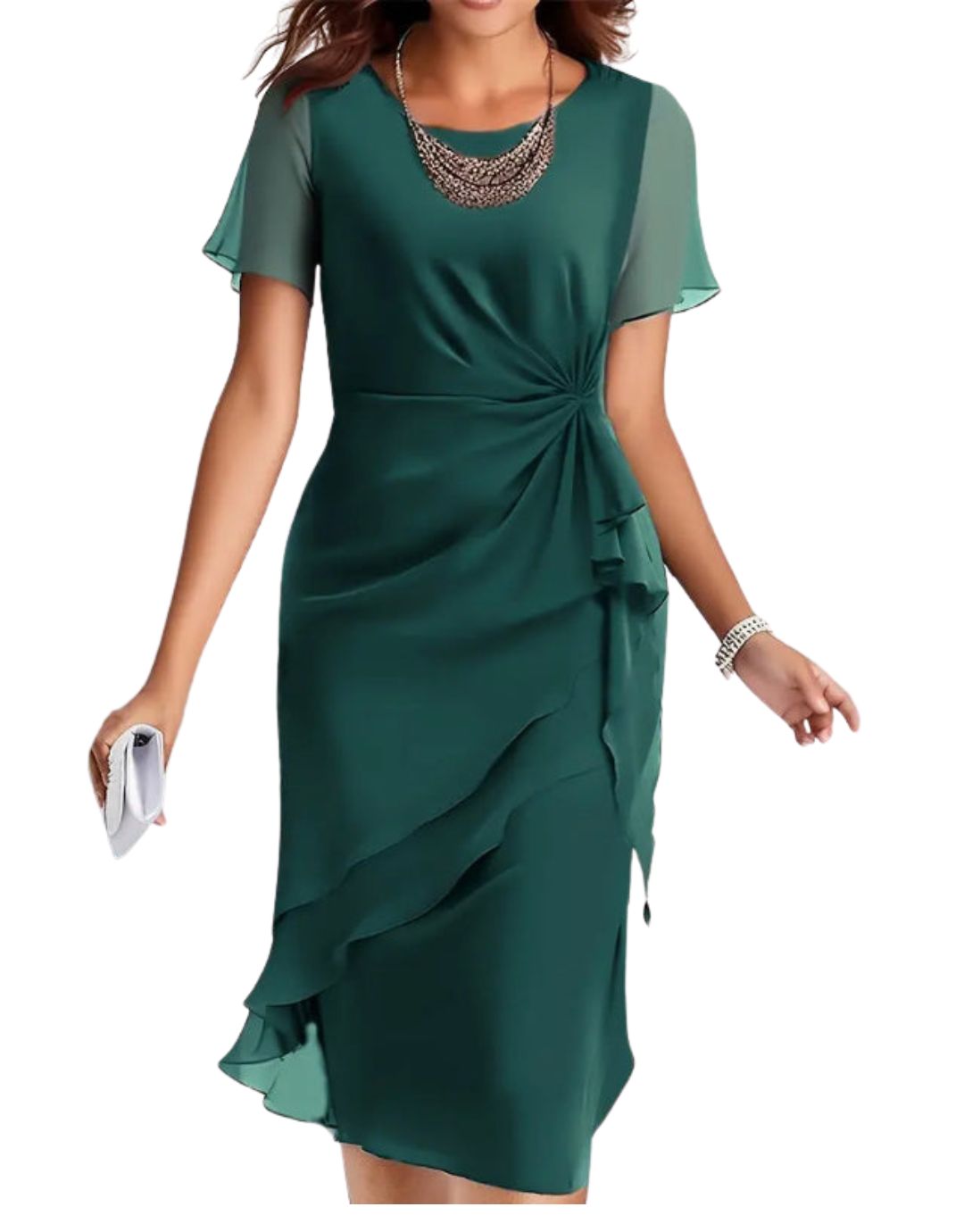 Rochie Elegantă cu Croială Lejeră și Talie Evidențiată