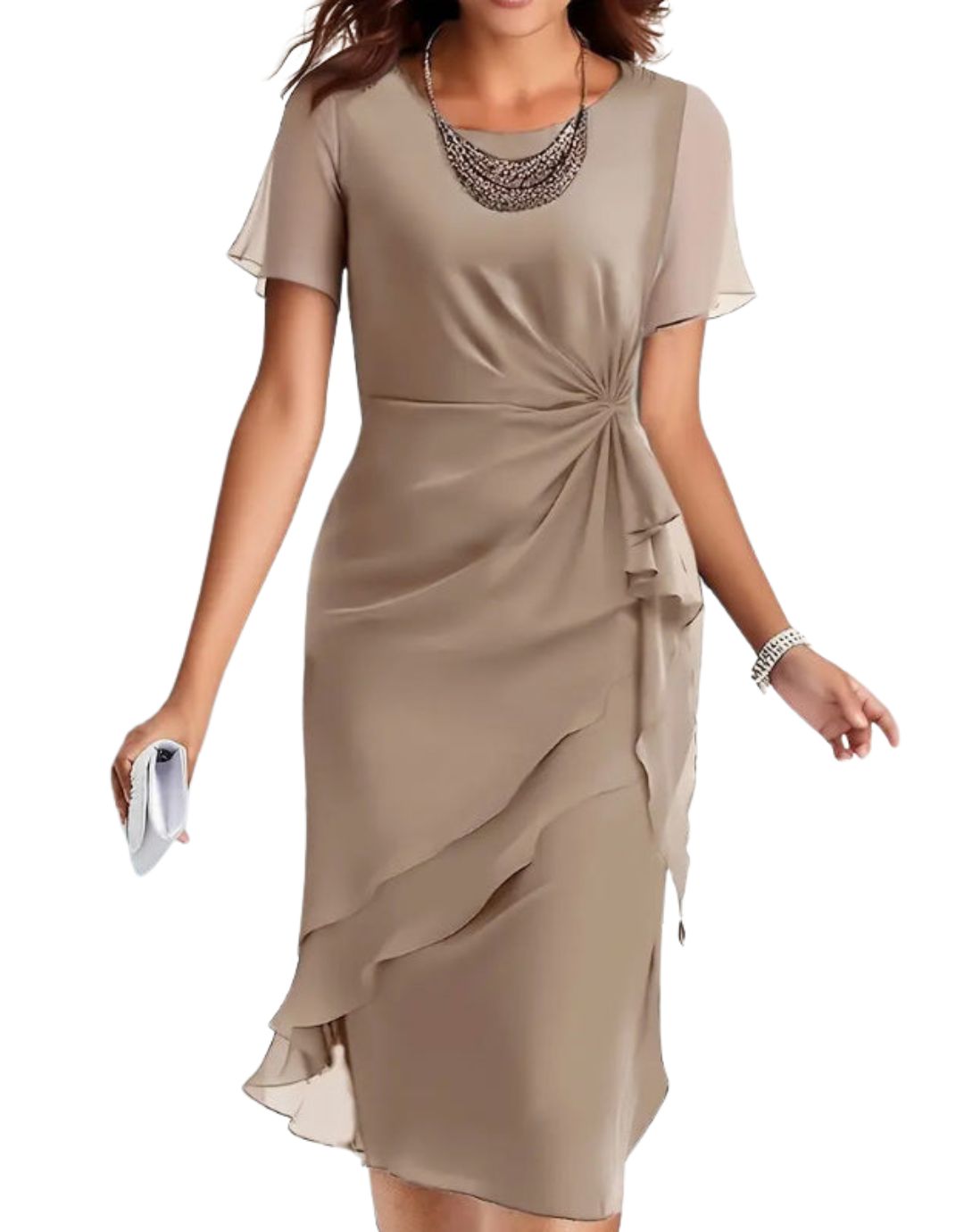 Rochie Elegantă cu Croială Lejeră și Talie Evidențiată