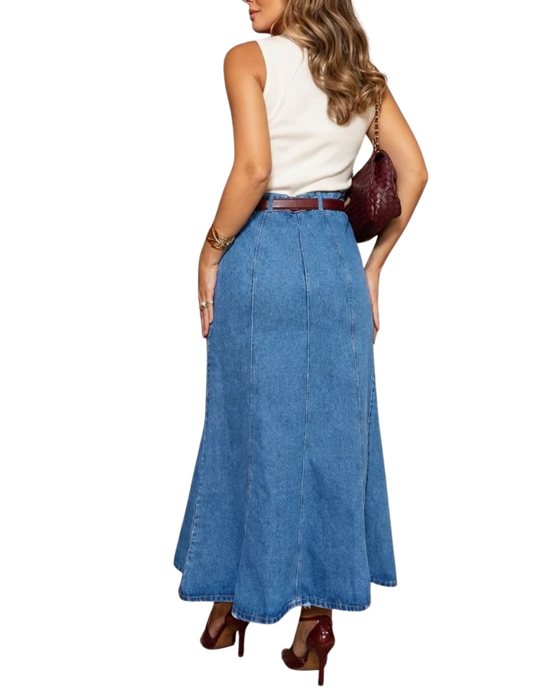 Fustă Maxi Denim Talie Înaltă