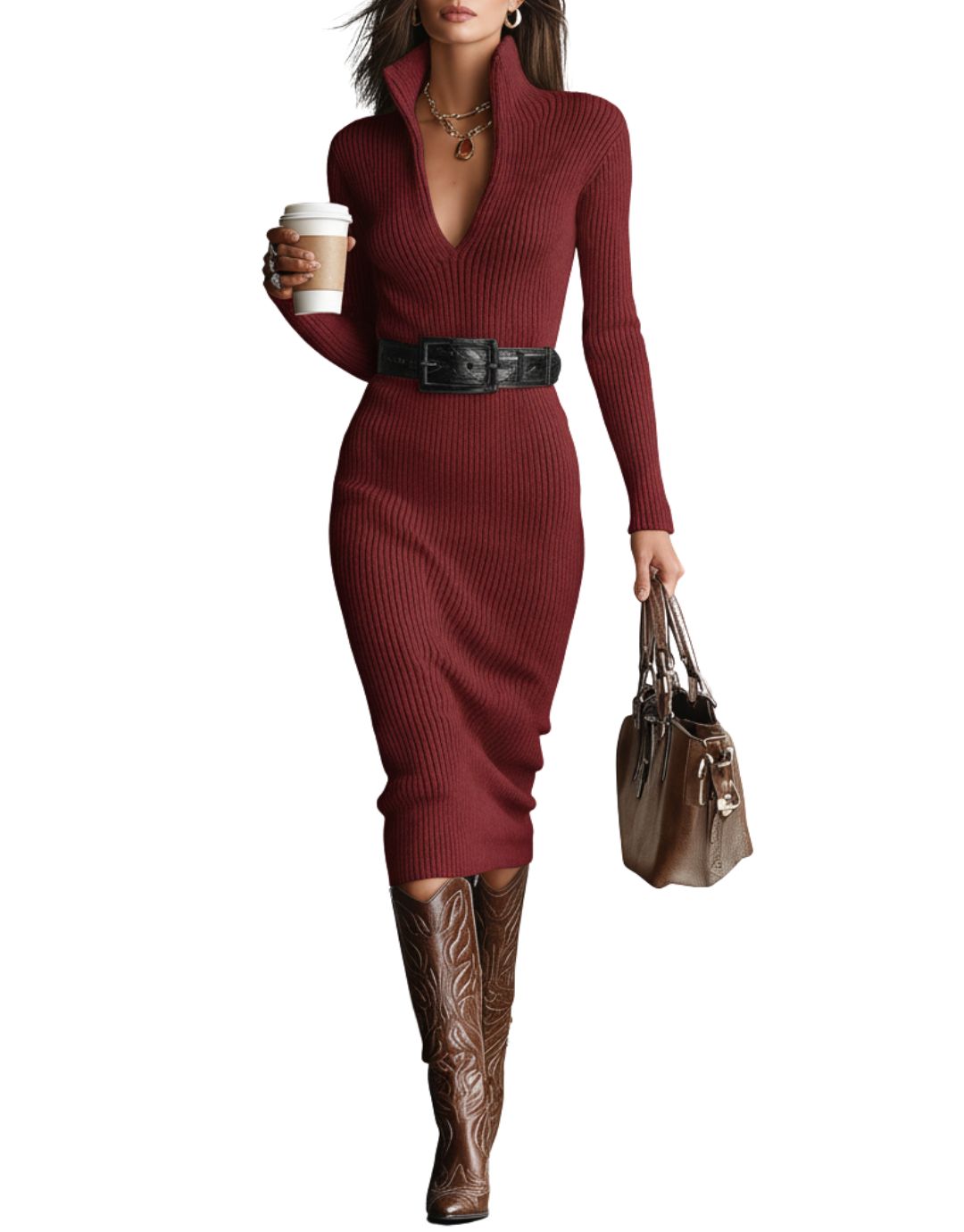 Rochie Midi Slim Fit cu Cordon