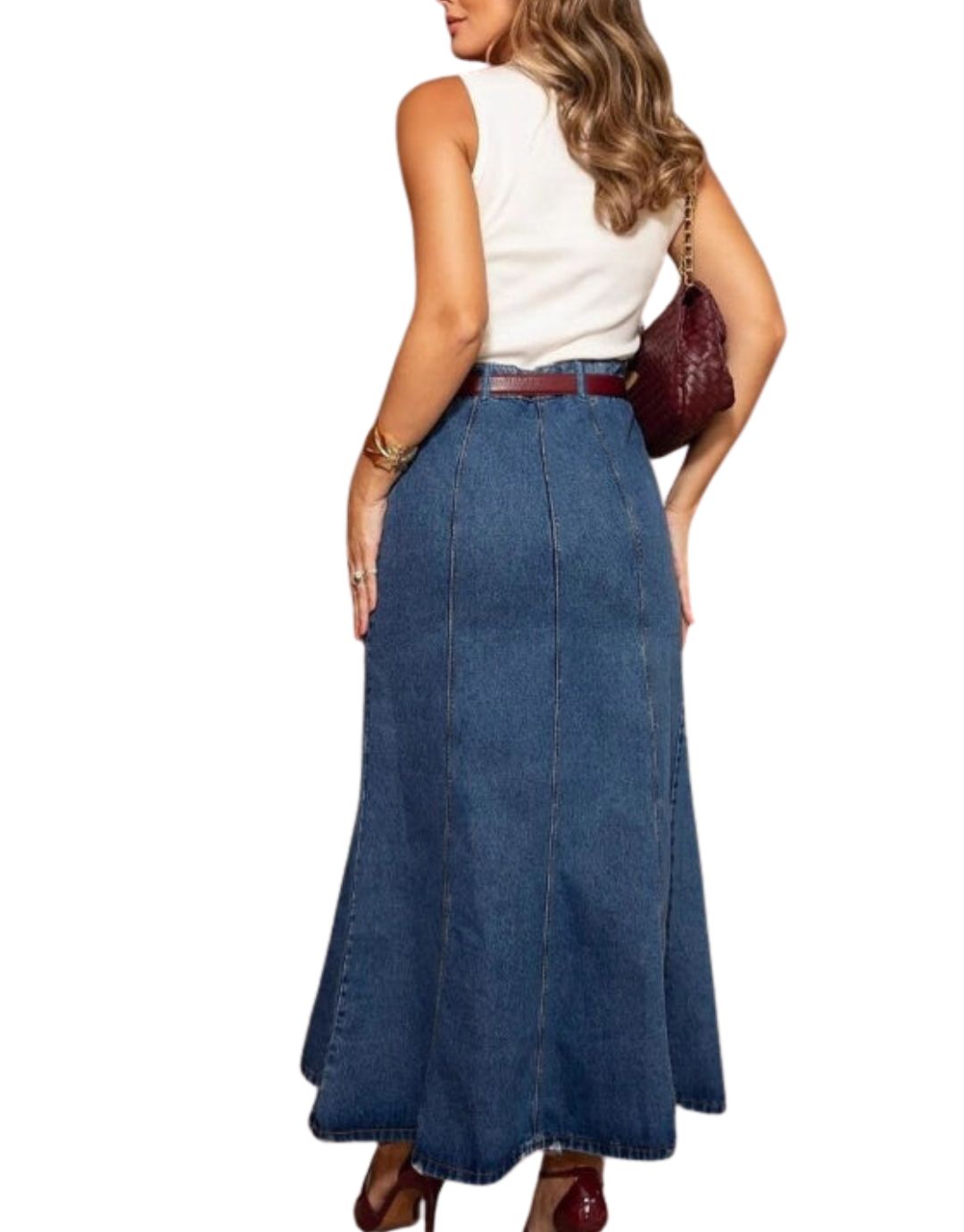 Fustă Maxi Denim Talie Înaltă