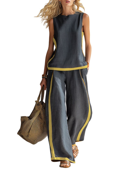 Set Elegant Lejer din In – Top și Pantaloni