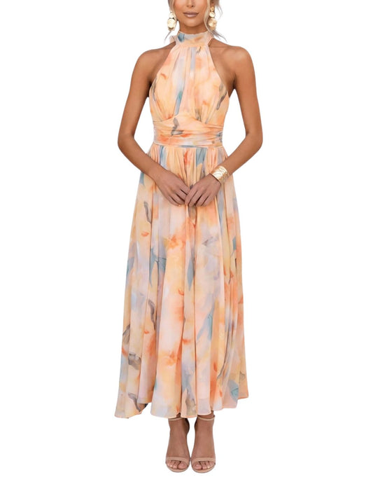 Rochie Halter cu Print Artistic