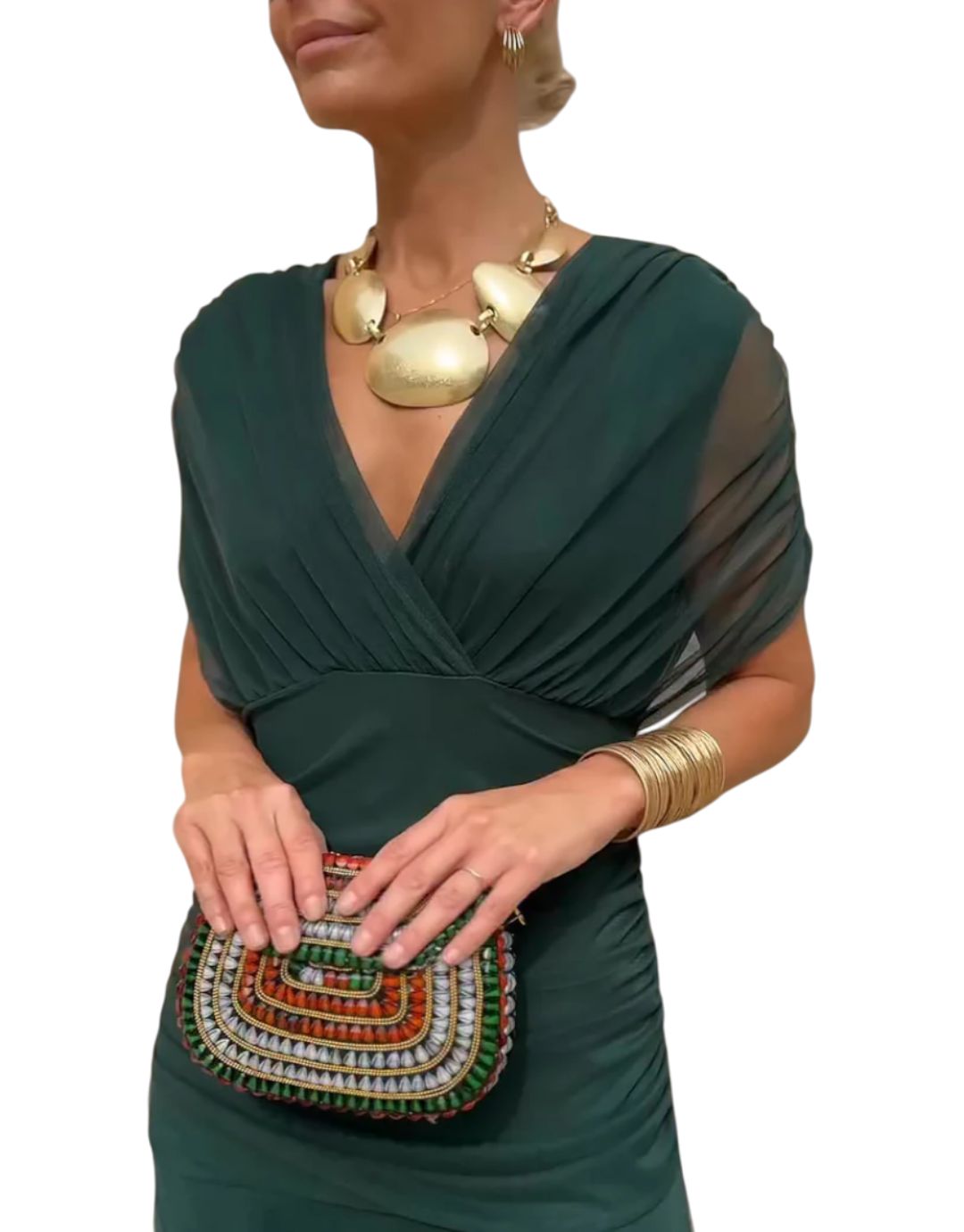 Rochie Maxi Fluidă cu Decolteu în V