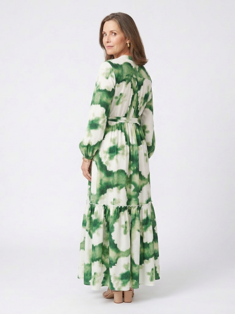 Sabine | Rochie Maxi cu Mâneci Lungi și Centură