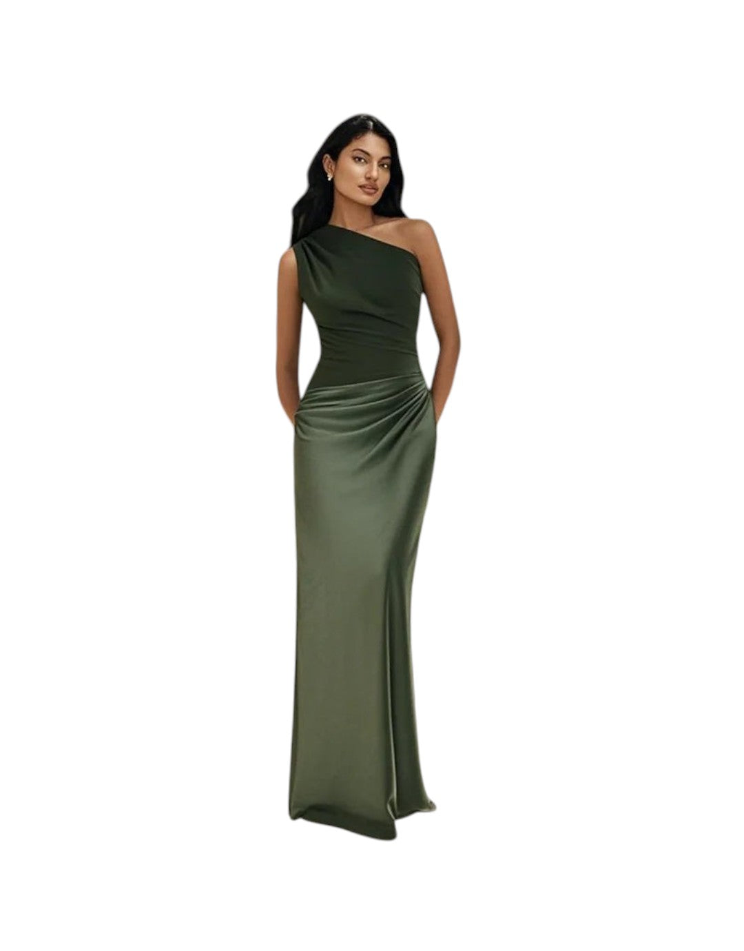 Luna | Rochie Maxi din Satin cu Fanta