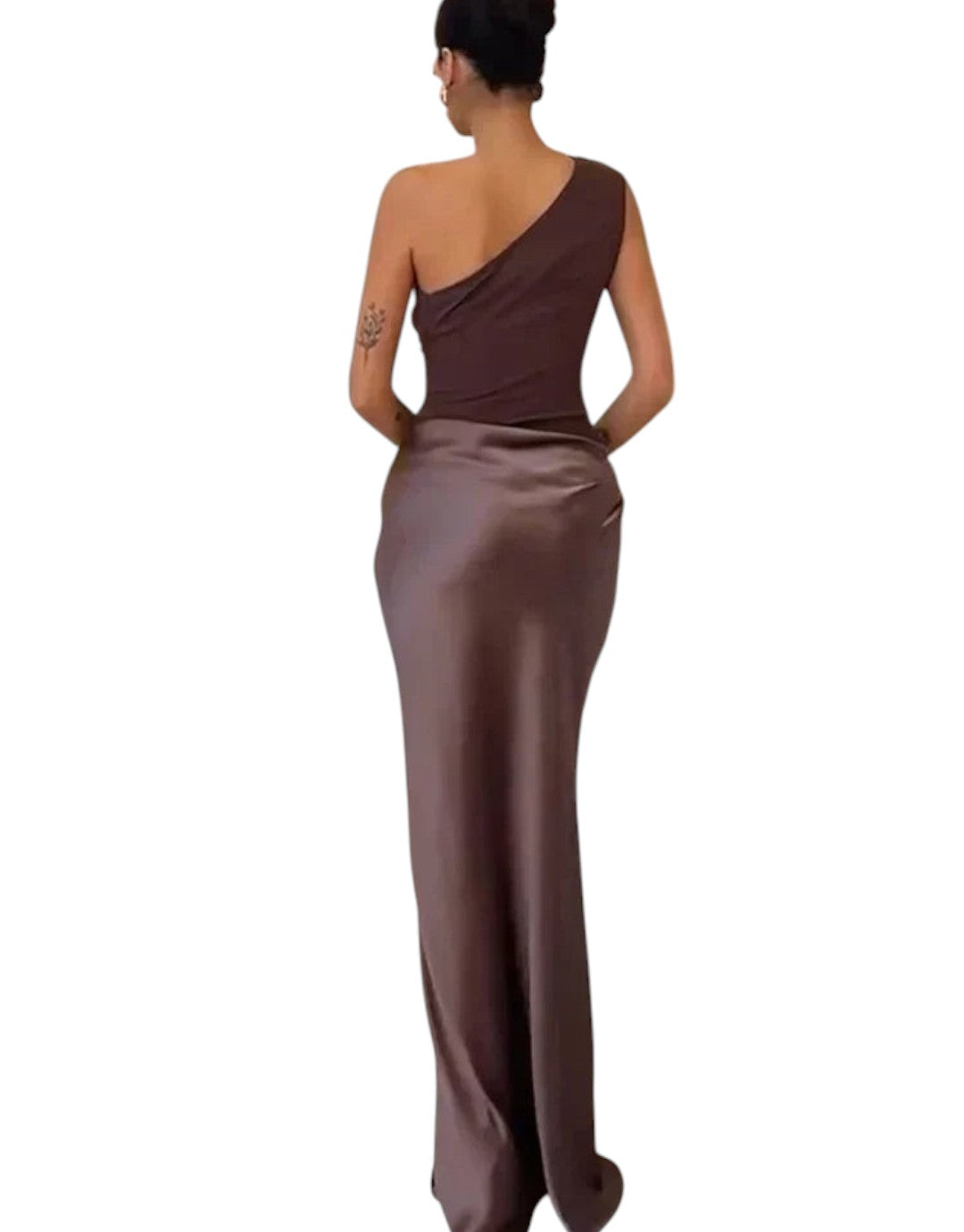 Luna | Rochie Maxi din Satin cu Fanta