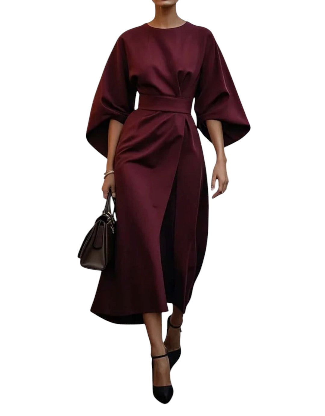 Maya | Rochie Elegantă cu Mâneci Tip Lanternă