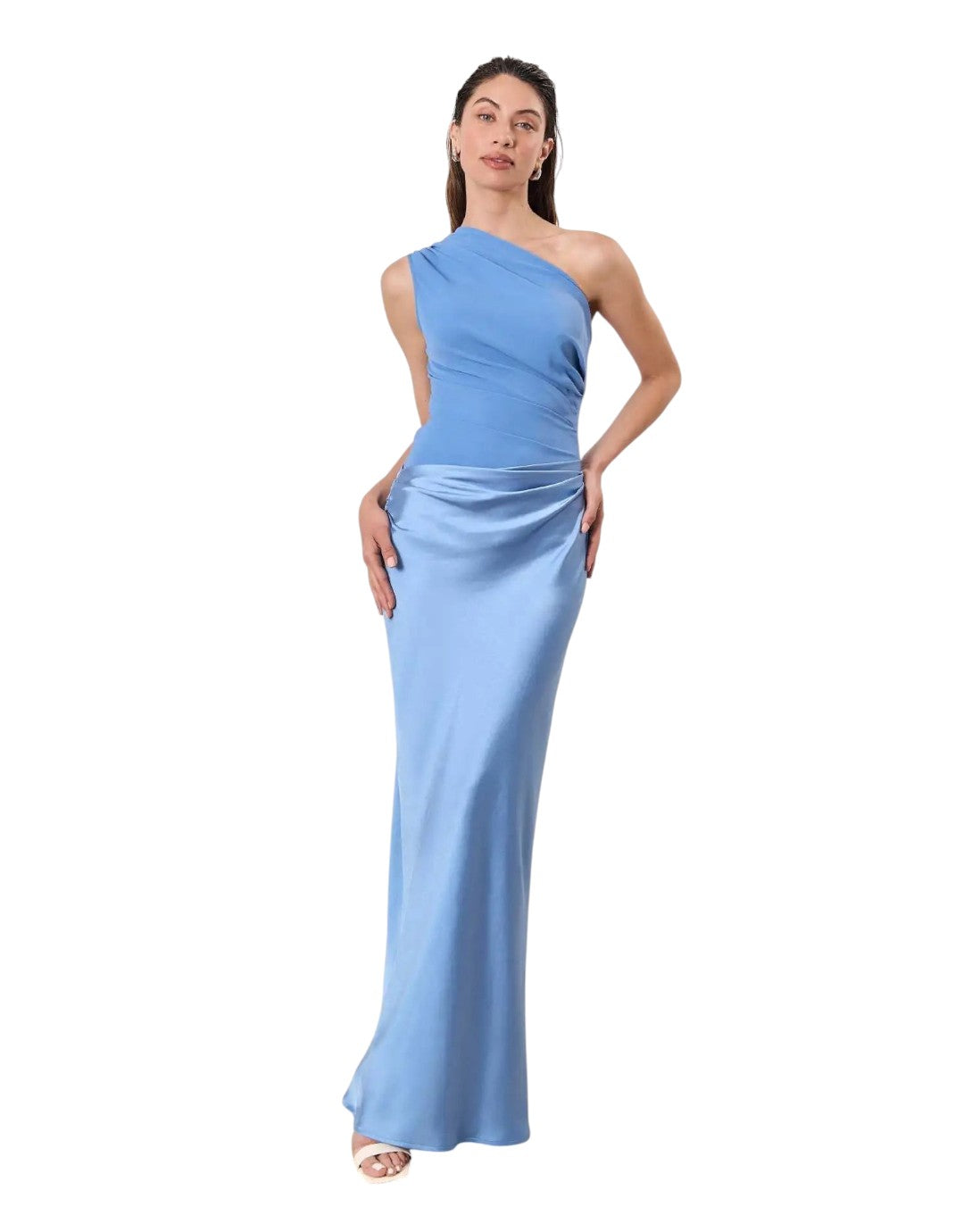 Luna | Rochie Maxi din Satin cu Fanta