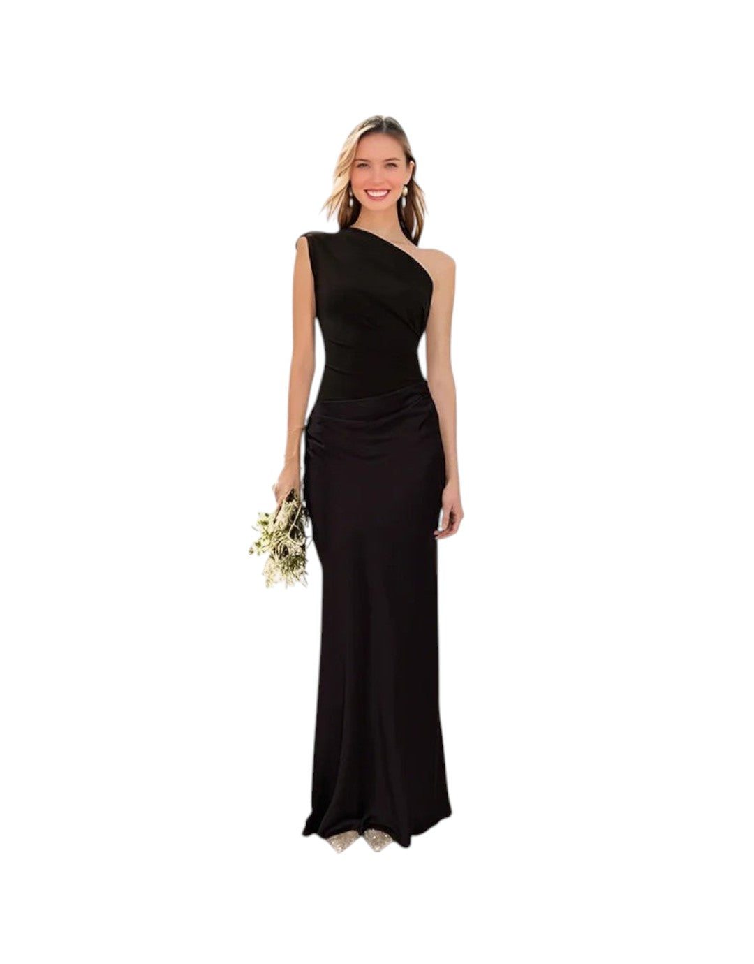 Luna | Rochie Maxi din Satin cu Fanta