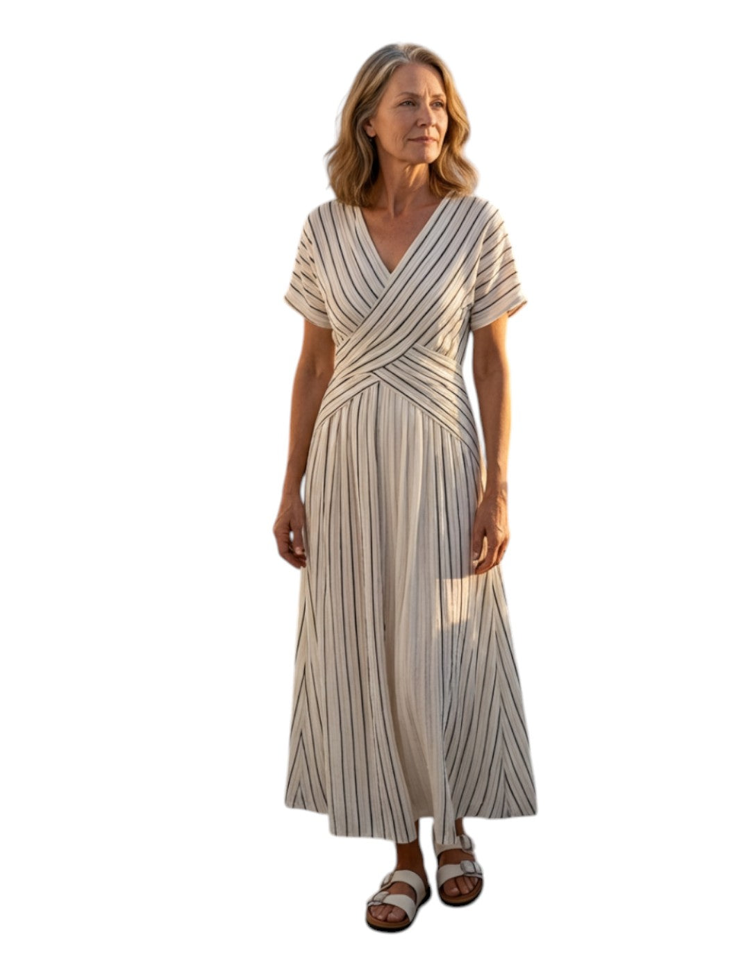 Cressida | Rochie midi cu decolteu în V și mâneci scurte