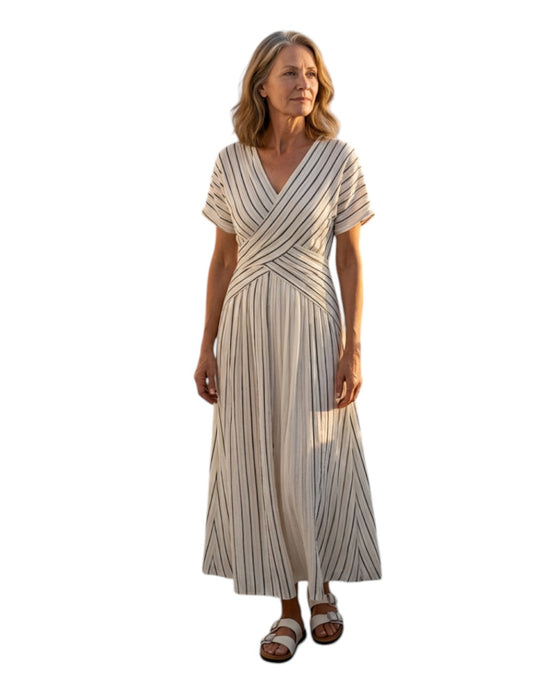 Cressida | Rochie midi cu decolteu în V și mâneci scurte