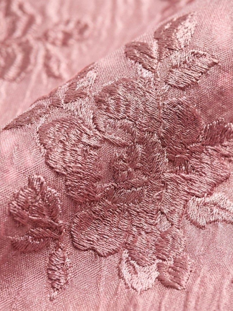 Xanthea - Rochie maxi cu mâneci scurte și curea, din material texturat cu imprimeu floral