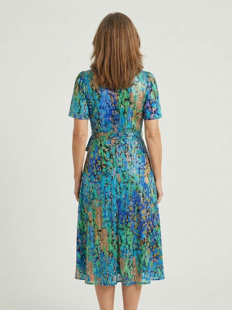 Zafrina | Rochie Midi cu Design Abstract