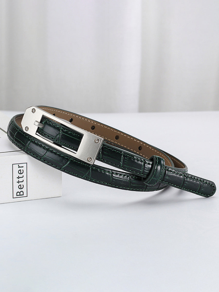 Curea subțire din piele de aligator pentru femei - Model MDA0196H6Y