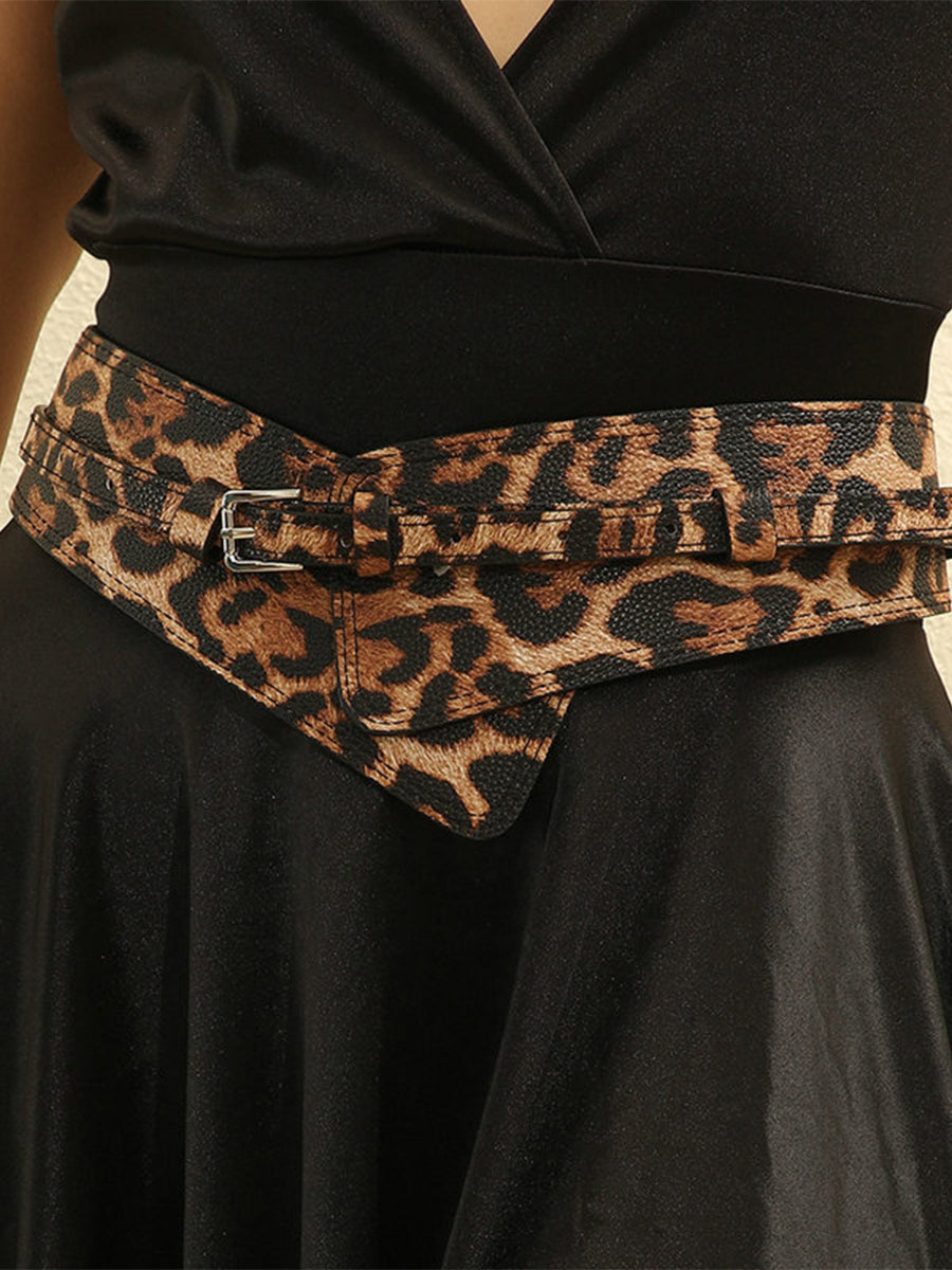 Curea Asimetrică din Piele Ecologică cu Imprimeu Leopard pentru Femei - MDA1699H0I