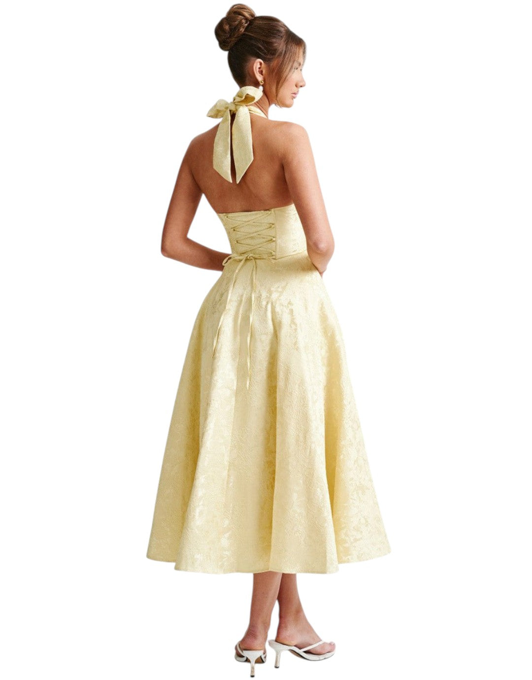 Maya | Rochie Midi Elegantă în Galben Limon