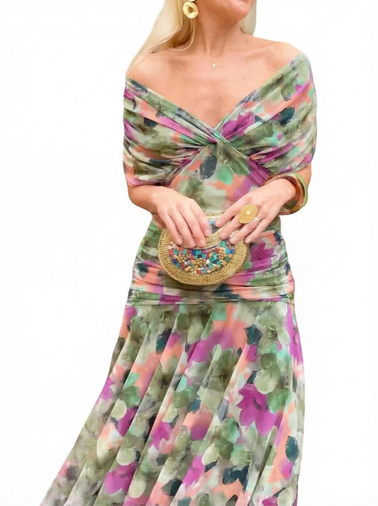 Rochie Maxi Fluidă cu Decolteu în V